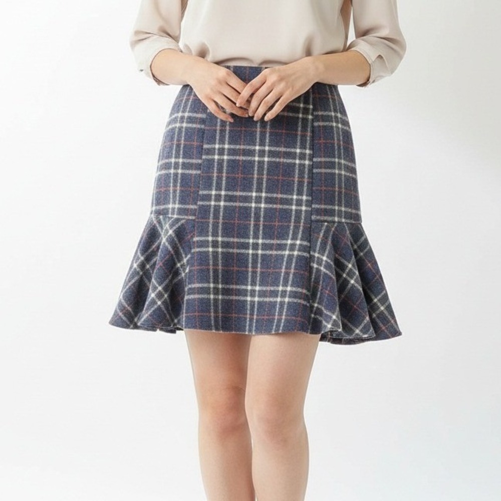 Hem & Thread Blue Plaid Ruffle Hem Mini Skirt L3594 Mens Size Medium NEW